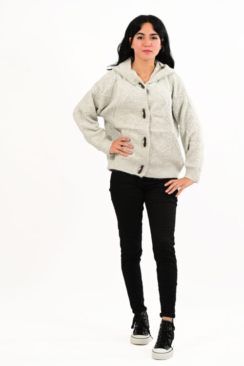 Women’s Cable Knit Cardigan with Hood